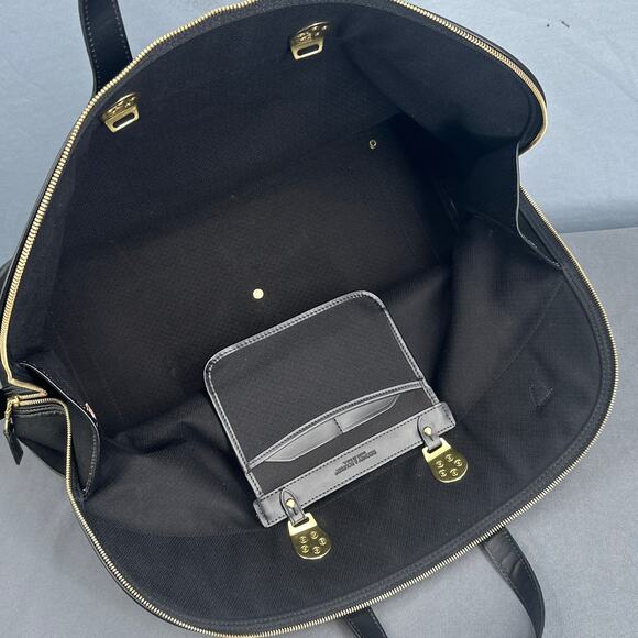 VTG Dooney & Bourke USA Black Leather Canvas Weekender Overnight Duffle No Strap - Picture 3 of 16